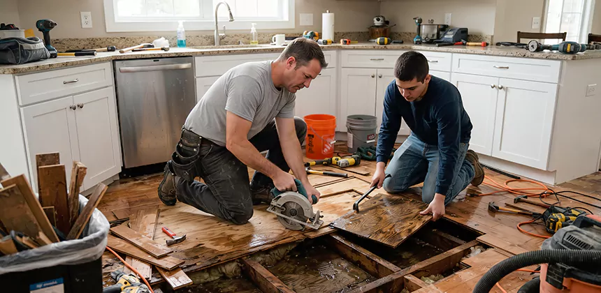Kitchen Floor Water Damage Repair in South Jordan